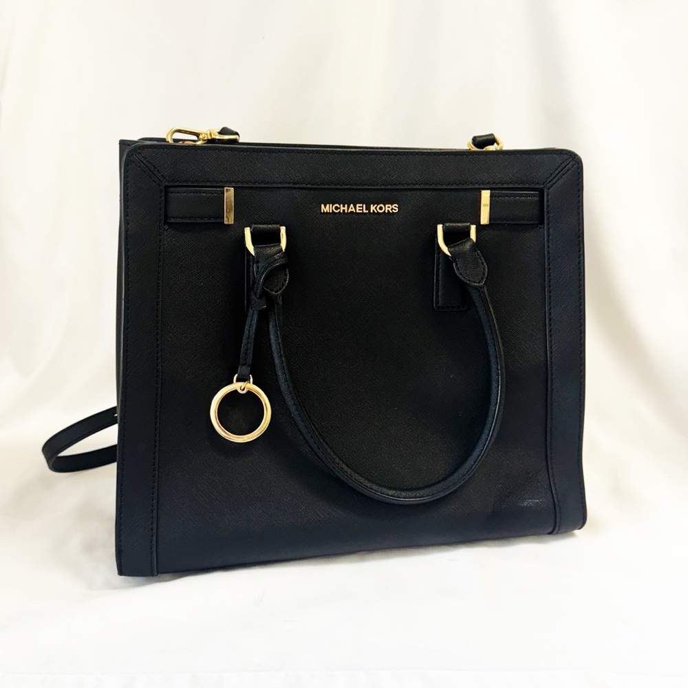 Michael Kors Dillon large saffiano leather satchel/tote bag In Black - Picture 4 of 9